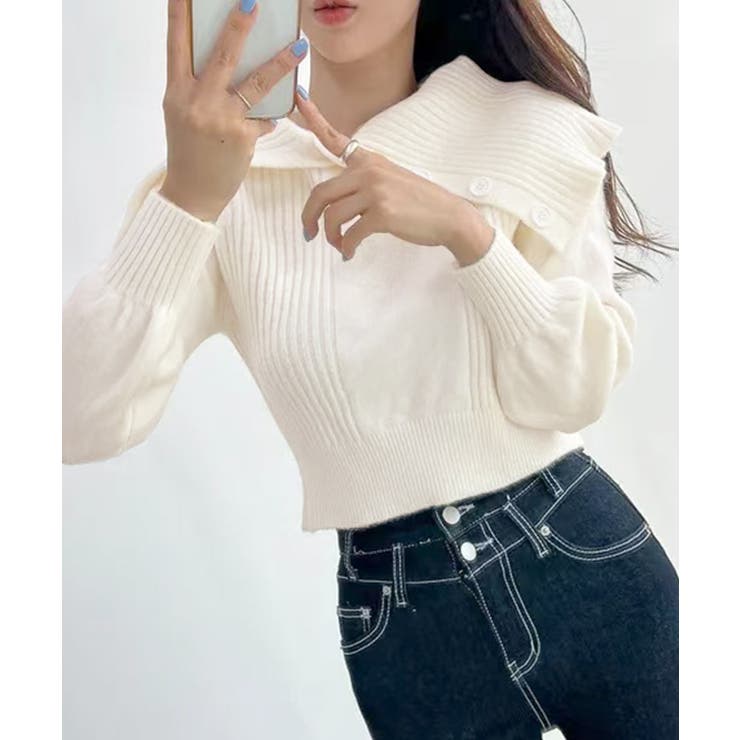 [2点セット] アシメオフショルニット&チョーカー リボン | Riff | 詳細画像6 