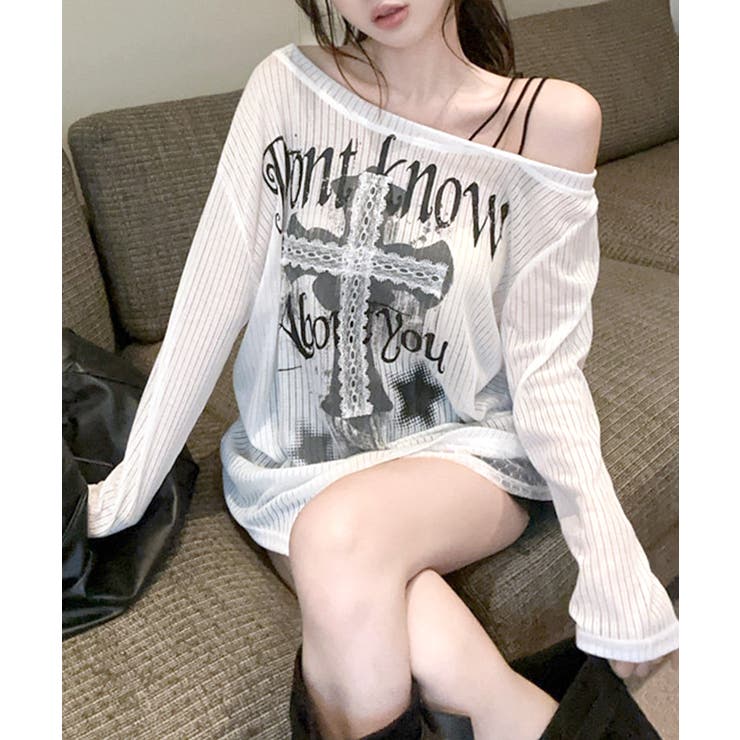 ワンショルシアークロストップス ロゴプリント ロンT | Riff | 詳細画像2 