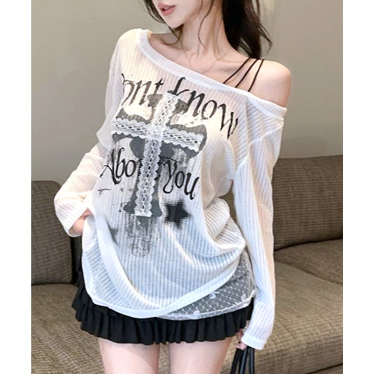 ワンショルシアークロストップス ロゴプリント ロンT | Riff | 詳細画像4 