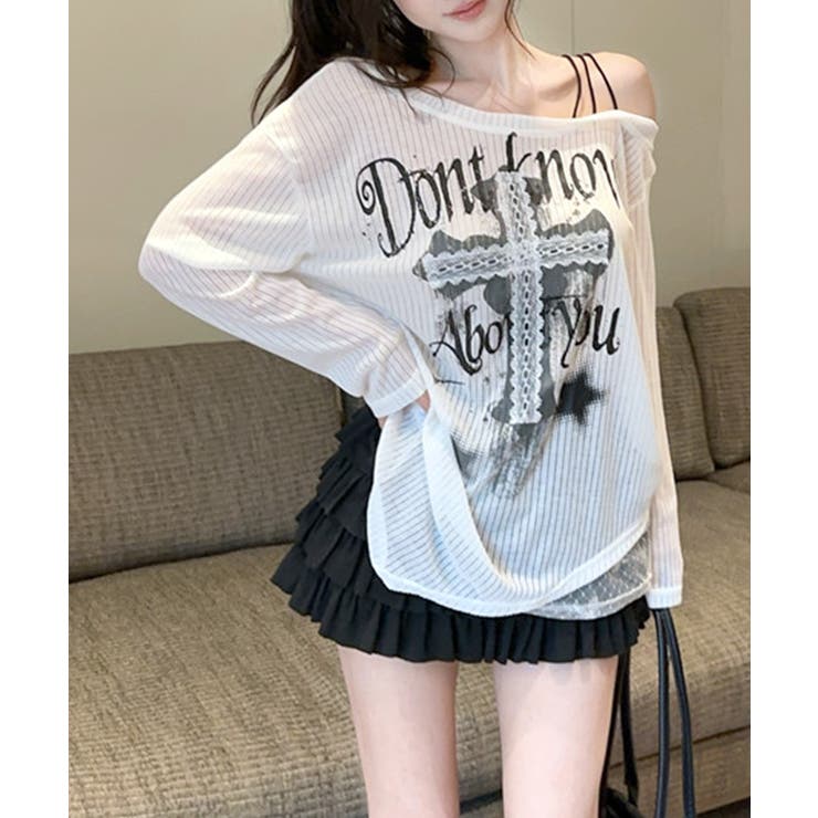 ワンショルシアークロストップス ロゴプリント ロンT | Riff | 詳細画像5 