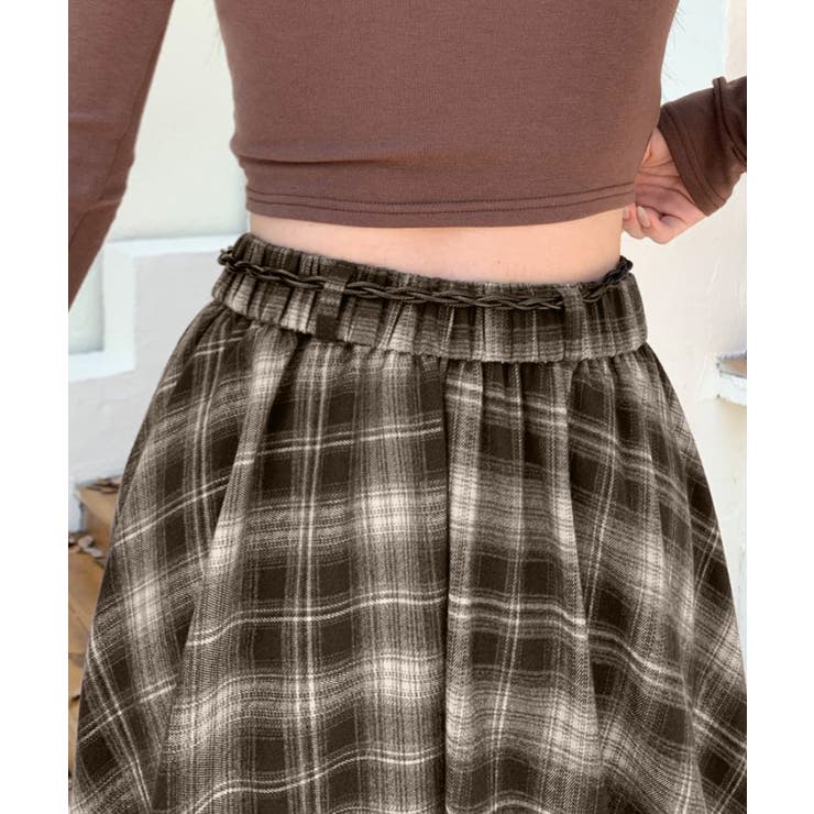 アシンメトリーチェック柄ロングスカート アシンメトリースカート フレアスカート | Riff | 詳細画像17 