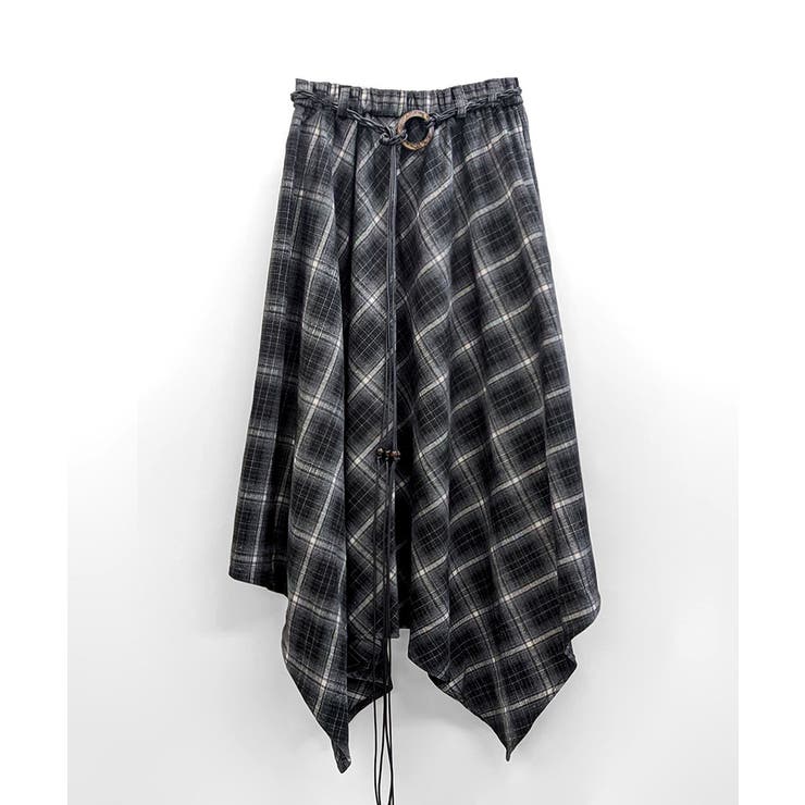 アシンメトリーチェック柄ロングスカート アシンメトリースカート フレアスカート | Riff | 詳細画像29 