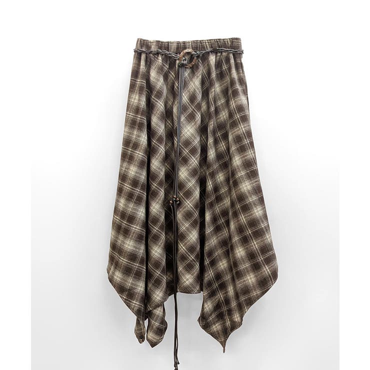 アシンメトリーチェック柄ロングスカート アシンメトリースカート フレアスカート | Riff | 詳細画像30 