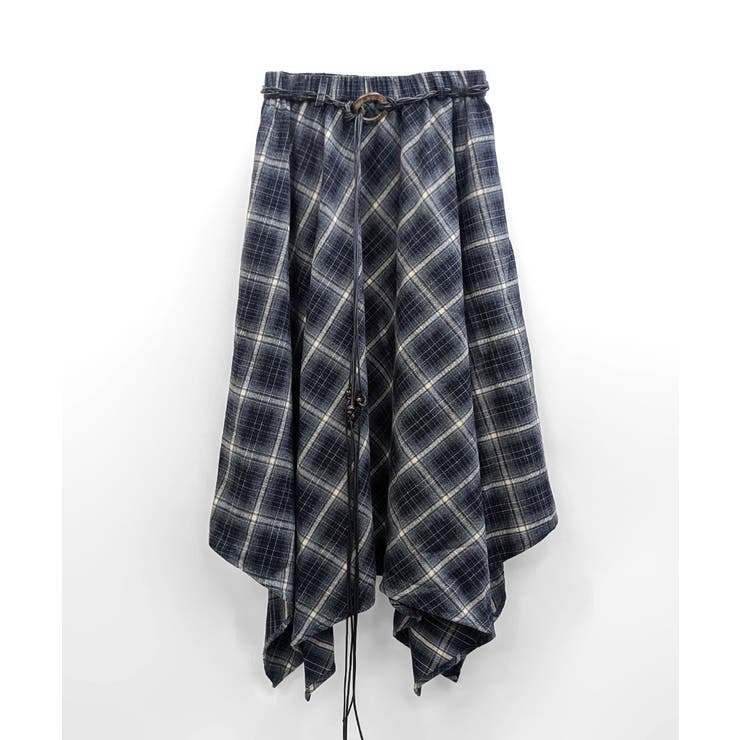 アシンメトリーチェック柄ロングスカート アシンメトリースカート フレアスカート | Riff | 詳細画像31 