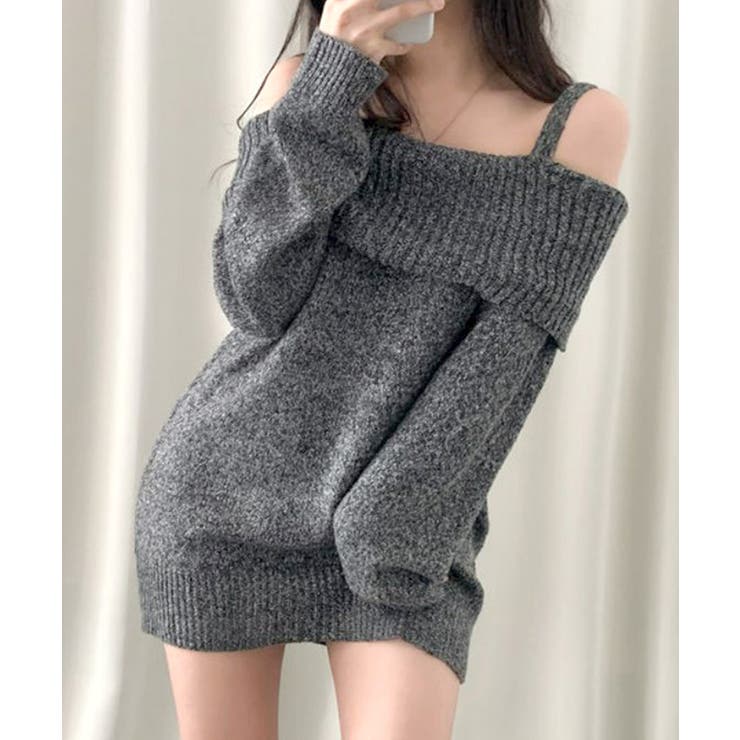 オフショルニットミニワンピース オフショルダー セーター | Riff | 詳細画像13 