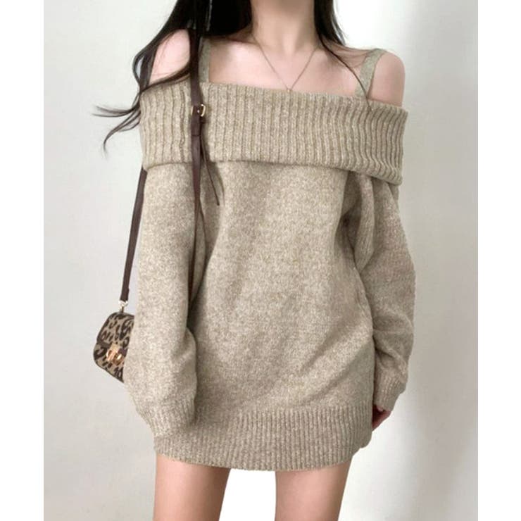 オフショルニットミニワンピース オフショルダー セーター | Riff | 詳細画像15 