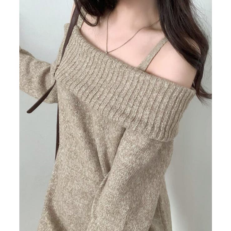 オフショルニットミニワンピース オフショルダー セーター | Riff | 詳細画像17 