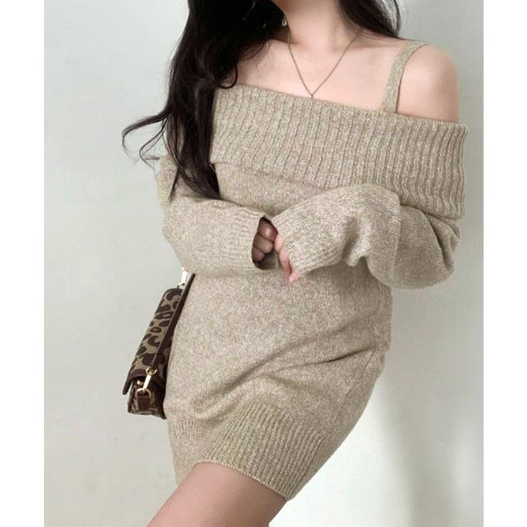 オフショルニットミニワンピース オフショルダー セーター | Riff | 詳細画像19 