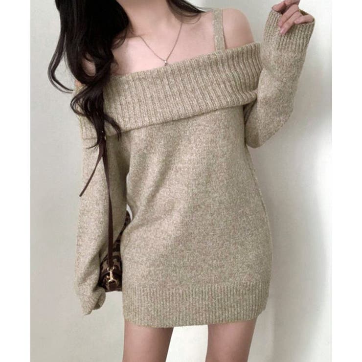 オフショルニットミニワンピース オフショルダー セーター | Riff | 詳細画像20 