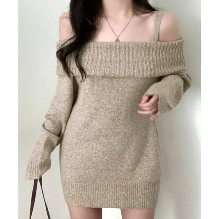 オフショルニットミニワンピース オフショルダー セーター | Riff | 詳細画像21 