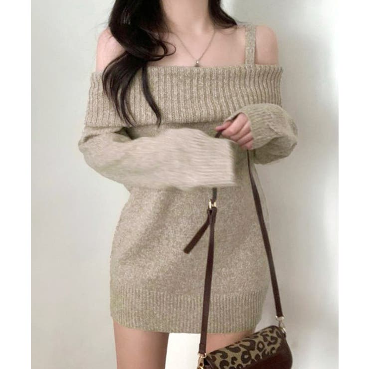 オフショルニットミニワンピース オフショルダー セーター | Riff | 詳細画像23 