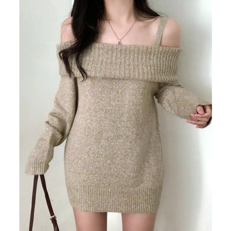 オフショルニットミニワンピース オフショルダー セーター | Riff | 詳細画像24 