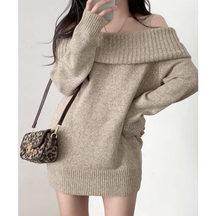 オフショルニットミニワンピース オフショルダー セーター | Riff | 詳細画像25 