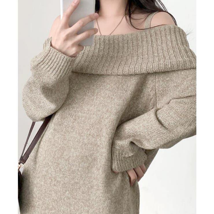 オフショルニットミニワンピース オフショルダー セーター | Riff | 詳細画像26 