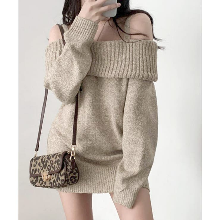 オフショルニットミニワンピース オフショルダー セーター | Riff | 詳細画像27 