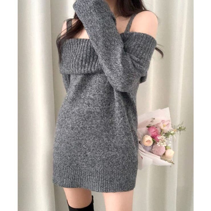 オフショルニットミニワンピース オフショルダー セーター | Riff | 詳細画像4 