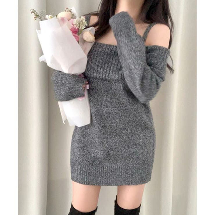 オフショルニットミニワンピース オフショルダー セーター | Riff | 詳細画像5 
