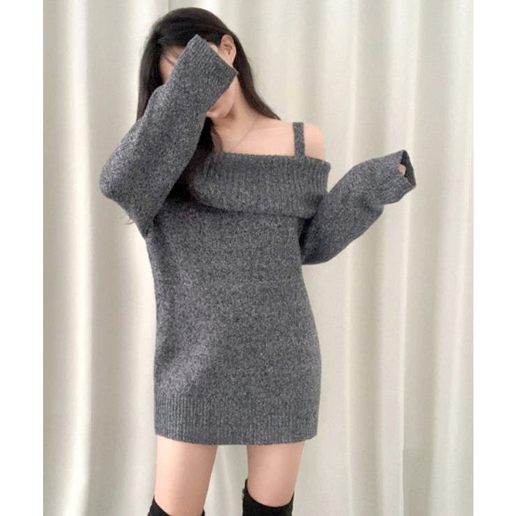 オフショルニットミニワンピース オフショルダー セーター | Riff | 詳細画像9 