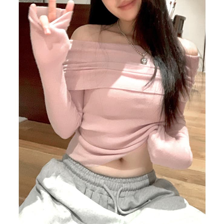 オフショルニット オフショルダー Tシャツ | Riff | 詳細画像16 