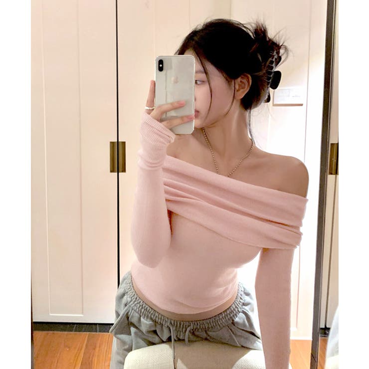 オフショルニット オフショルダー Tシャツ | Riff | 詳細画像22 