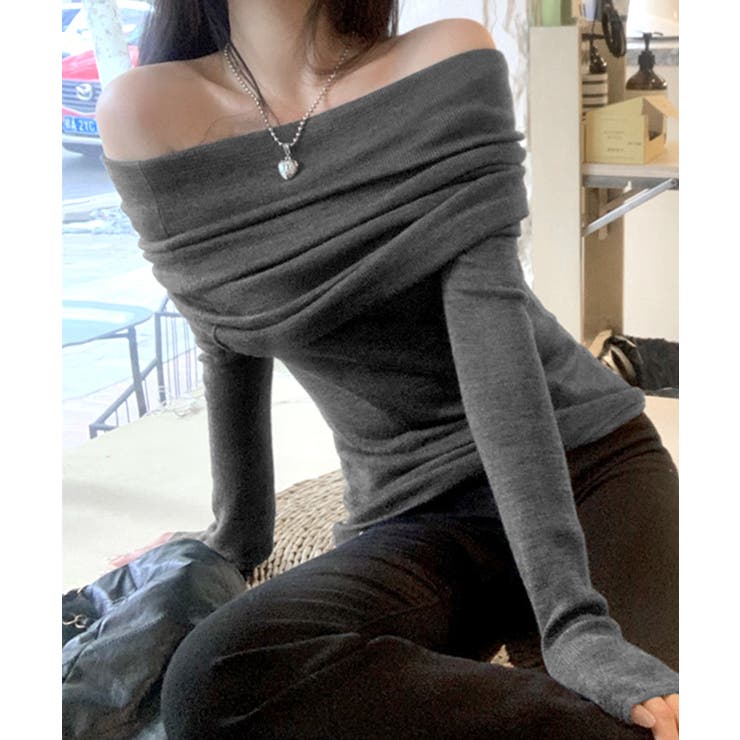 オフショルニット オフショルダー Tシャツ | Riff | 詳細画像23 