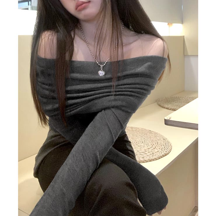 オフショルニット オフショルダー Tシャツ | Riff | 詳細画像27 