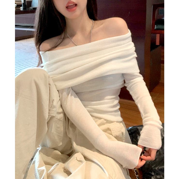 オフショルニット オフショルダー Tシャツ | Riff | 詳細画像9 