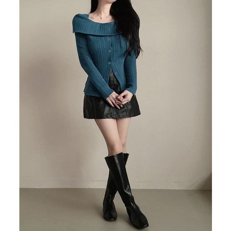 オフショルリブニット 前ボタン オフショルダー | Riff | 詳細画像13