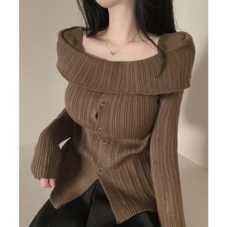 オフショルリブニット 前ボタン オフショルダー | Riff | 詳細画像24