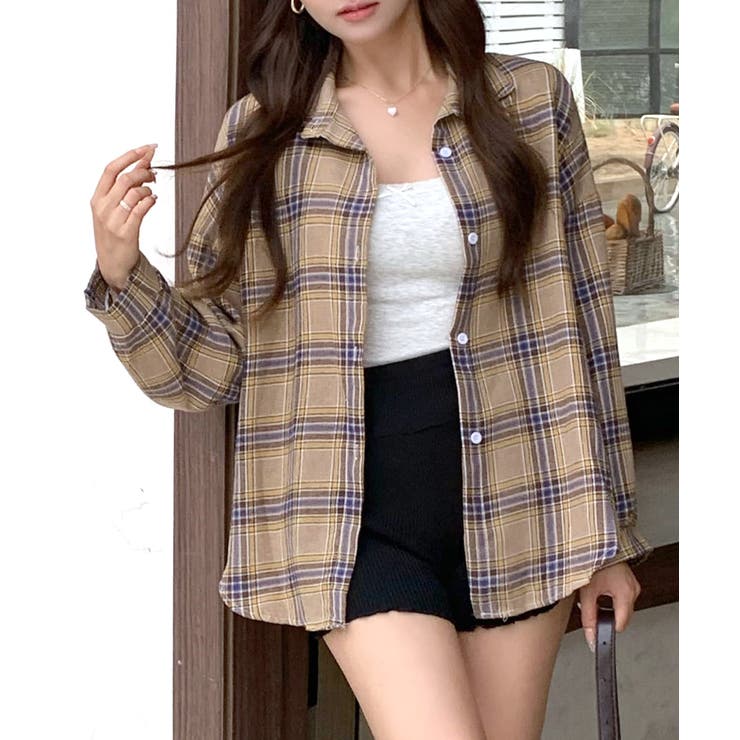 ベージュ | チェックシャツ 羽織り ゆるシャツ | Riff