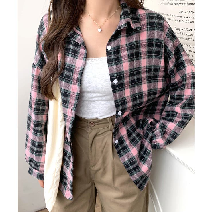 ブラック×ピンク | チェックシャツ 羽織り ゆるシャツ | Riff