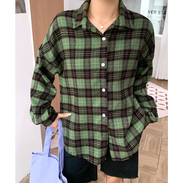 グリーン | チェックシャツ 羽織り ゆるシャツ | Riff