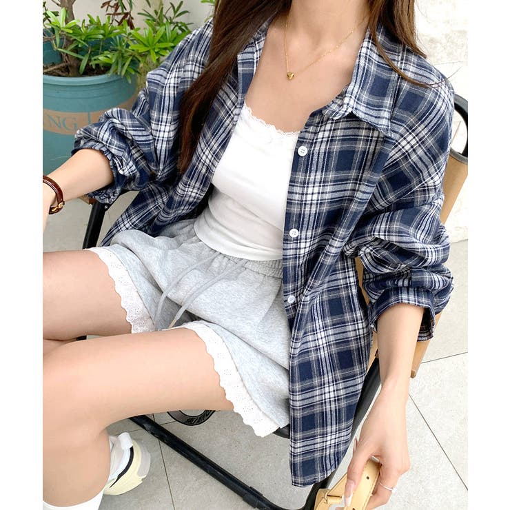 ネイビー | チェックシャツ 羽織り ゆるシャツ | Riff