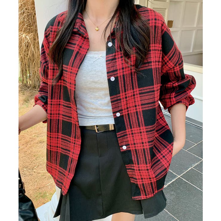 レッド | チェックシャツ 羽織り ゆるシャツ | Riff