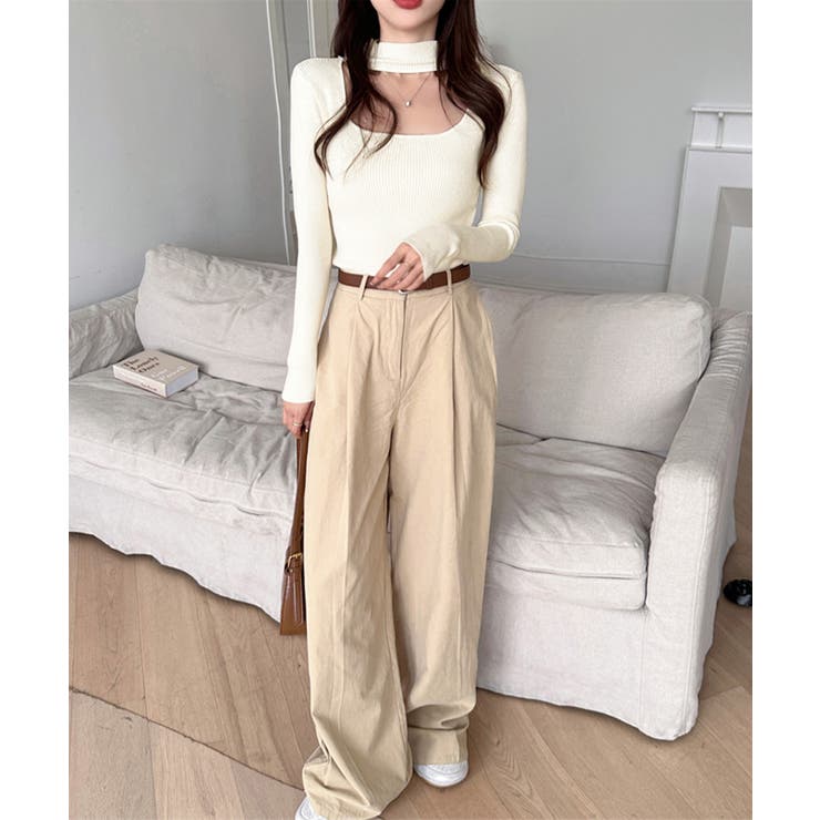 ハイネックデコルテ開きリブニット リブ編み セーター | Riff | 詳細画像19 