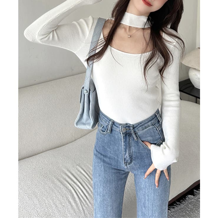 ハイネックデコルテ開きリブニット リブ編み セーター | Riff | 詳細画像6 