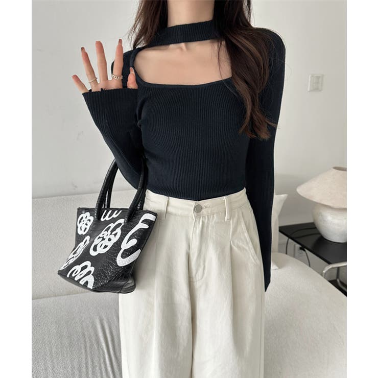 ハイネックデコルテ開きリブニット リブ編み セーター | Riff | 詳細画像8 