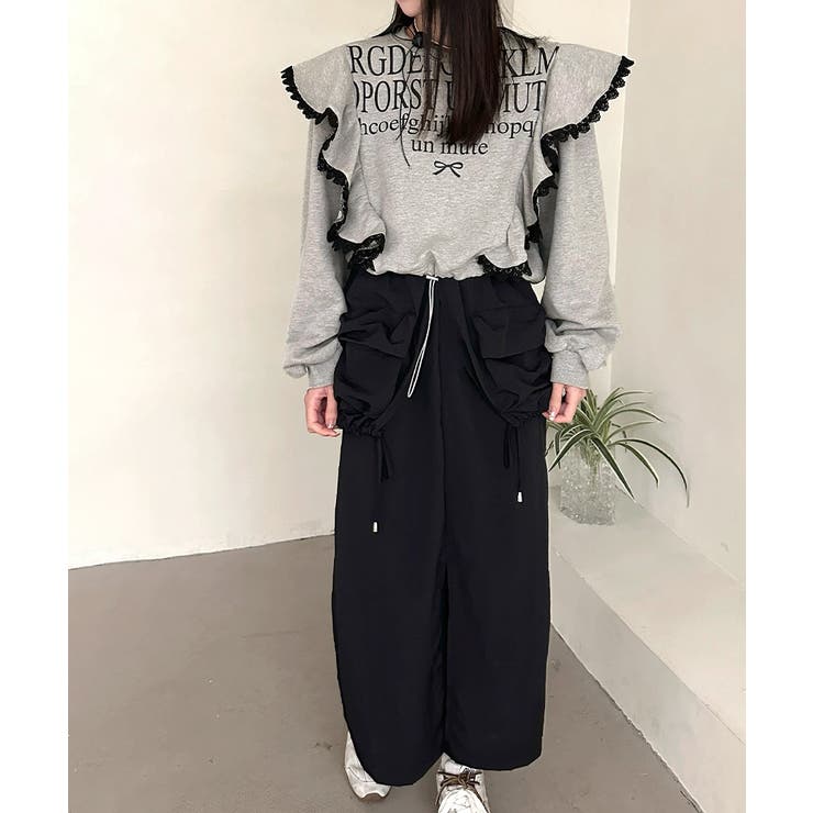 レタリングフリルスウェット トレーナー ロゴプリント | Riff | 詳細画像3 