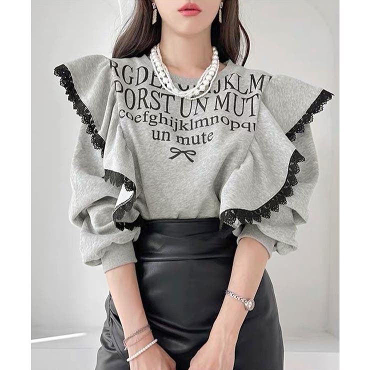 レタリングフリルスウェット トレーナー ロゴプリント | Riff | 詳細画像4 