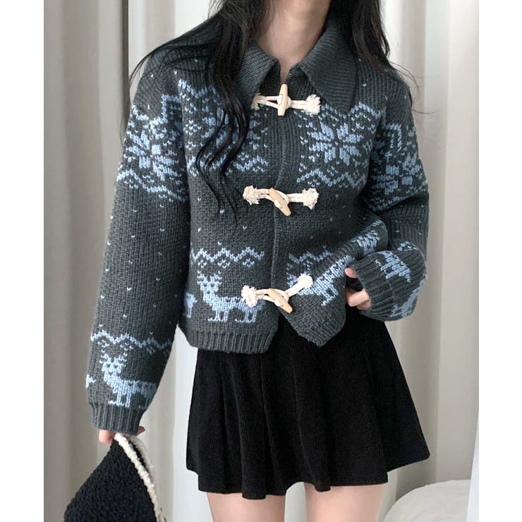 ノルディック柄ダッフルカーディガン ニットカーディガン セーター | Riff | 詳細画像13 