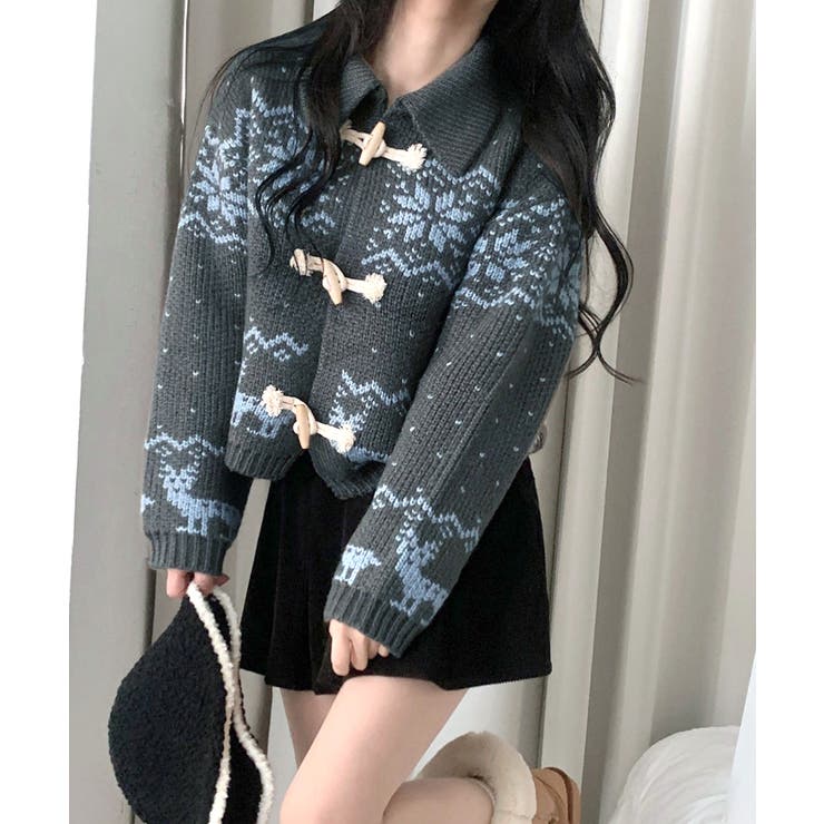 ノルディック柄ダッフルカーディガン ニットカーディガン セーター | Riff | 詳細画像15 