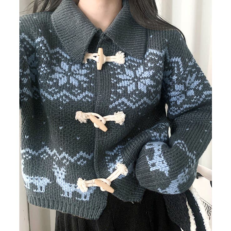 ノルディック柄ダッフルカーディガン ニットカーディガン セーター | Riff | 詳細画像16 