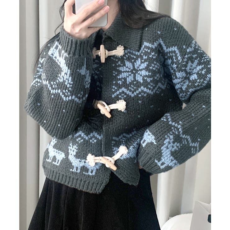 ノルディック柄ダッフルカーディガン ニットカーディガン セーター | Riff | 詳細画像18 