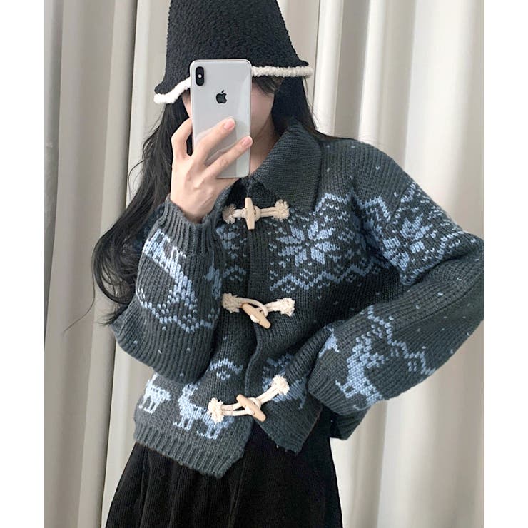 ノルディック柄ダッフルカーディガン ニットカーディガン セーター | Riff | 詳細画像19 