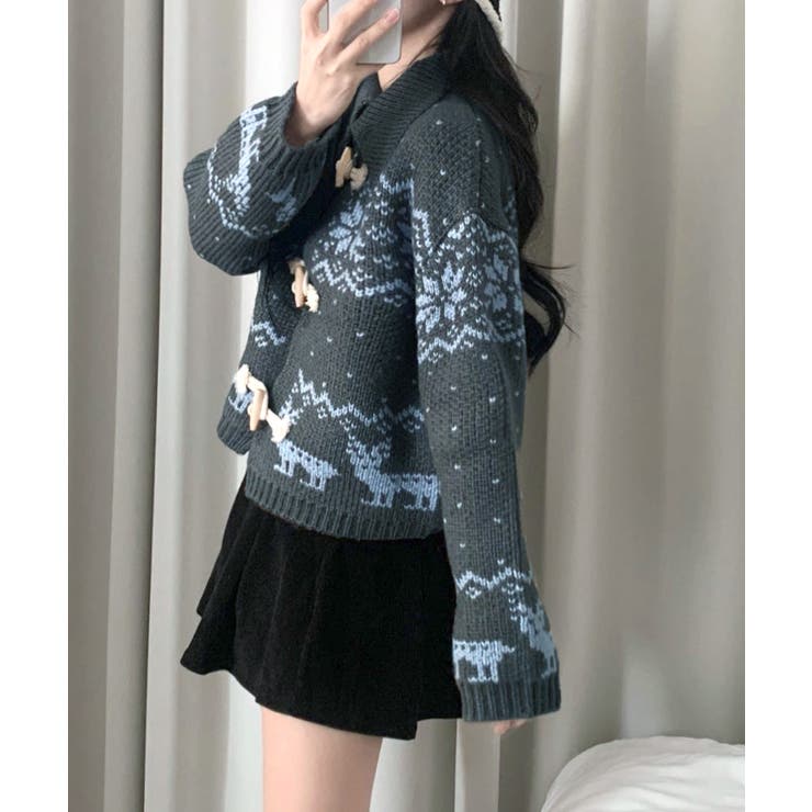 ノルディック柄ダッフルカーディガン ニットカーディガン セーター | Riff | 詳細画像21 