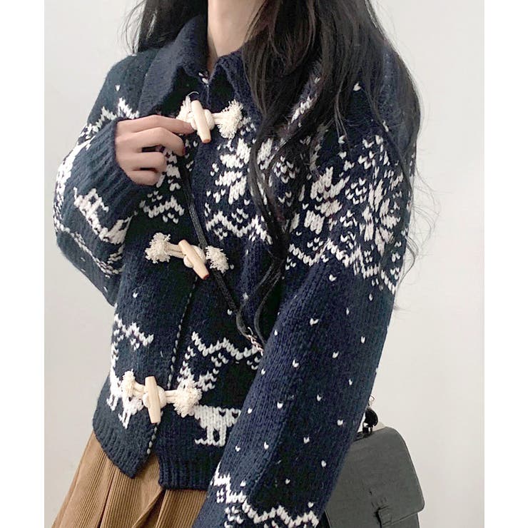 ノルディック柄ダッフルカーディガン ニットカーディガン セーター | Riff | 詳細画像24 