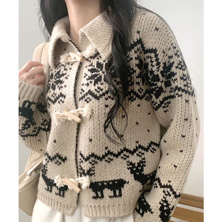 ノルディック柄ダッフルカーディガン ニットカーディガン セーター | Riff | 詳細画像3 