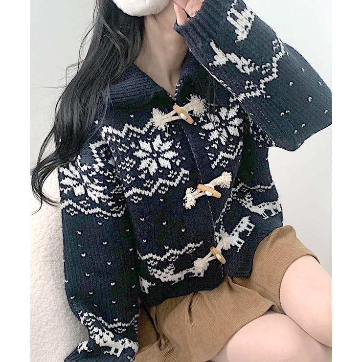 ノルディック柄ダッフルカーディガン ニットカーディガン セーター | Riff | 詳細画像30 