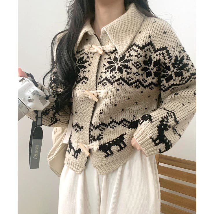 ノルディック柄ダッフルカーディガン ニットカーディガン セーター | Riff | 詳細画像4 