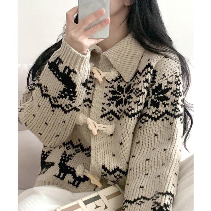 ノルディック柄ダッフルカーディガン ニットカーディガン セーター | Riff | 詳細画像8 